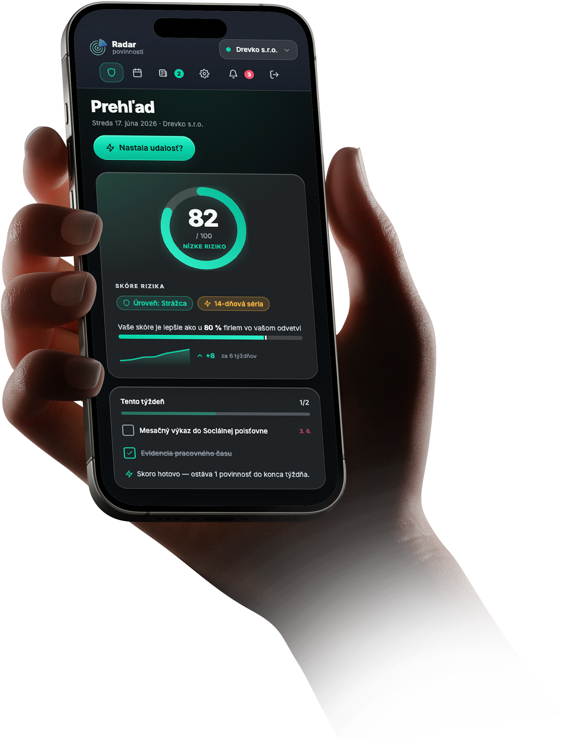 Radar v mobile — dashboard povinností v ruke